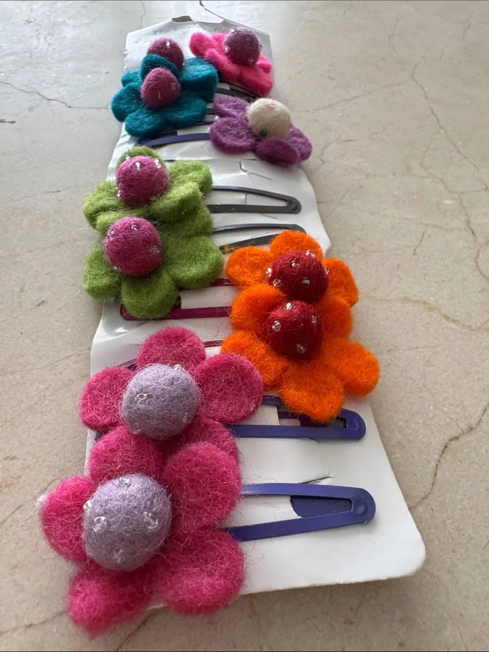 NEW Handmade Kids Wool Felt Flower Hair Clips - Assorted Colors 10 piece